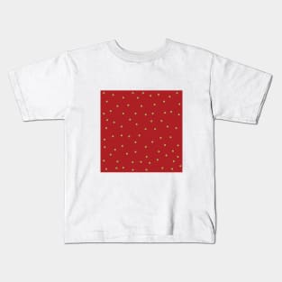 Green Polka Dots on Red Background Kids T-Shirt